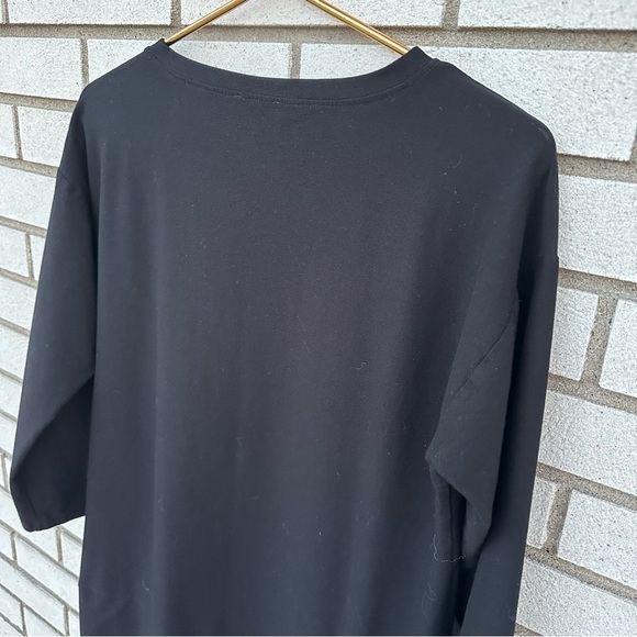 Eileen Fisher Black Lightweight Washable Stretch Crepe Top Boxy Fit Long Length - Picture 7 of 10